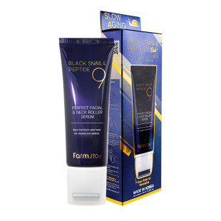 Сыворотка для лица FARMSTAY BLACK SNAIL & PEPTIDE9 PERFECT FACIAL & NECK ROLLER SERUM 100ml